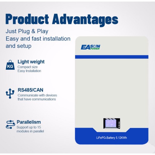 EASUN POWER 51.2 V 200 Ач LiFePO4 акумулятор 5 кВт сонячна акумуляторна батарея RS485 CAN BMS 6000 циклів 10 років гарантії EASUN POWER 51.2 V 200 Ач LiFePO4 акумулятор 5 кВт сонячна акумуляторна батарея RS485 CAN BMS 6000 циклів 10 років гарантії